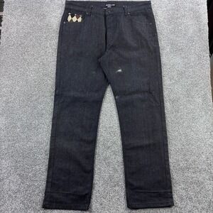 Vintage Y2K Red Ape Baggy Jeans Mens 38x34‎ Black Embroidered Hip Hop Skate Wide